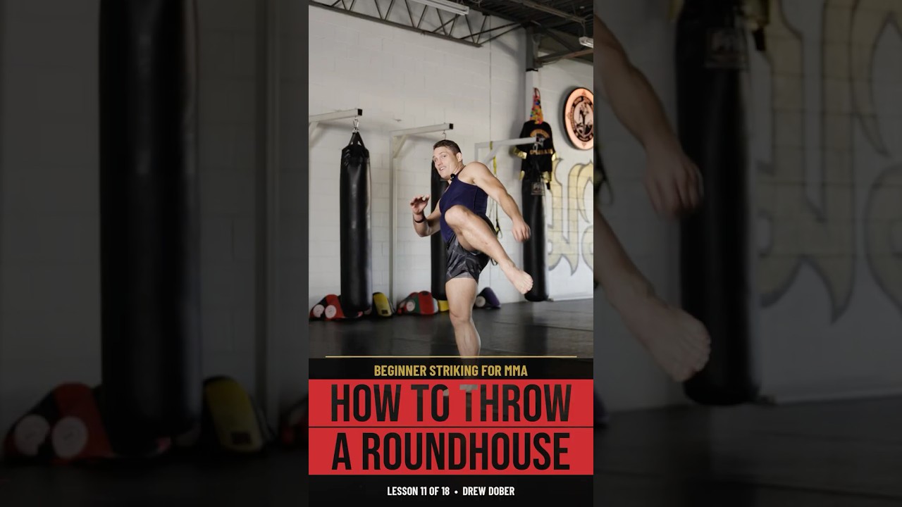 Drew Dober demonstrating roundhouse kick technique for MMA